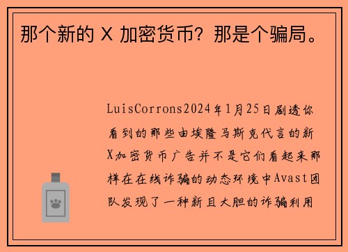 那个新的 X 加密货币？那是个骗局。